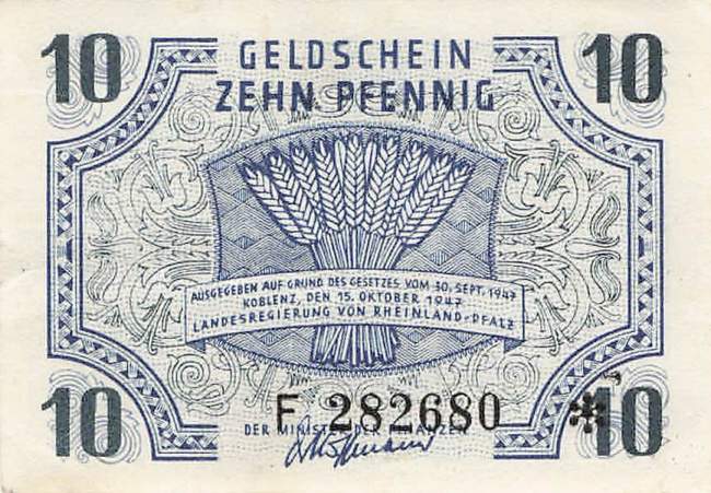 r.212 F 10 Pfennig 1947